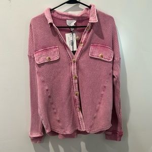 Le Lis waffle knit button up/shacket